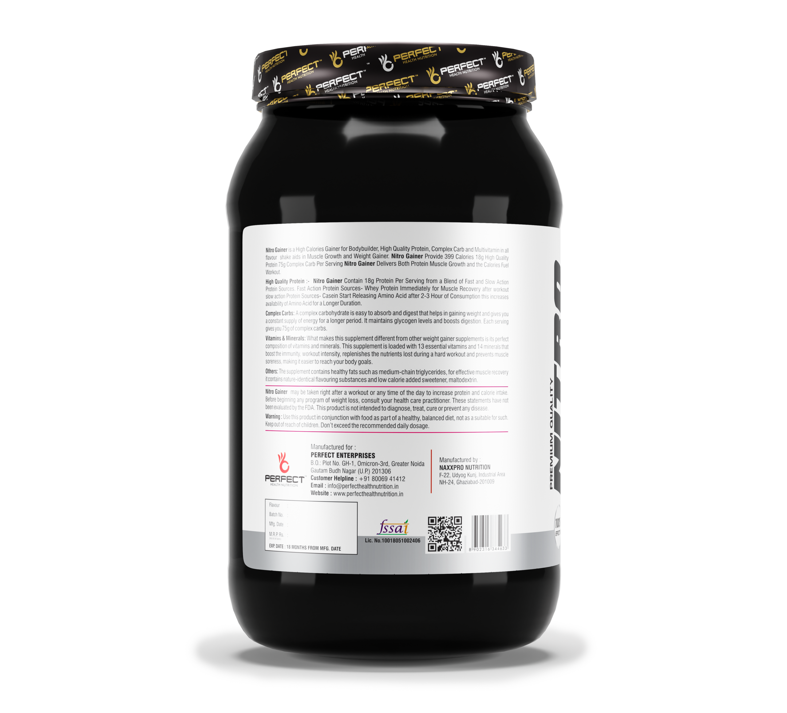 "Perfect Health Nutrition Nitro Gainer - High Calorie Mass Gainer, 1kg - Fuel Your Gains!" - Image 3