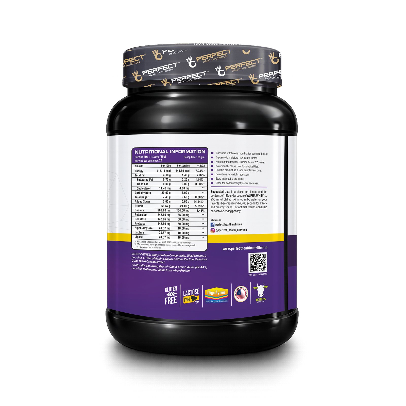 Perfect Health Nutrition Alpha Whey Protein Supplement Powder 1KG - Image 2