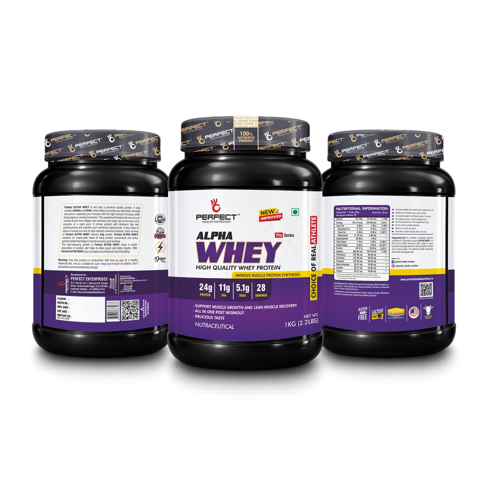 Perfect Health Nutrition Alpha Whey Protein Supplement Powder 1KG - Image 4