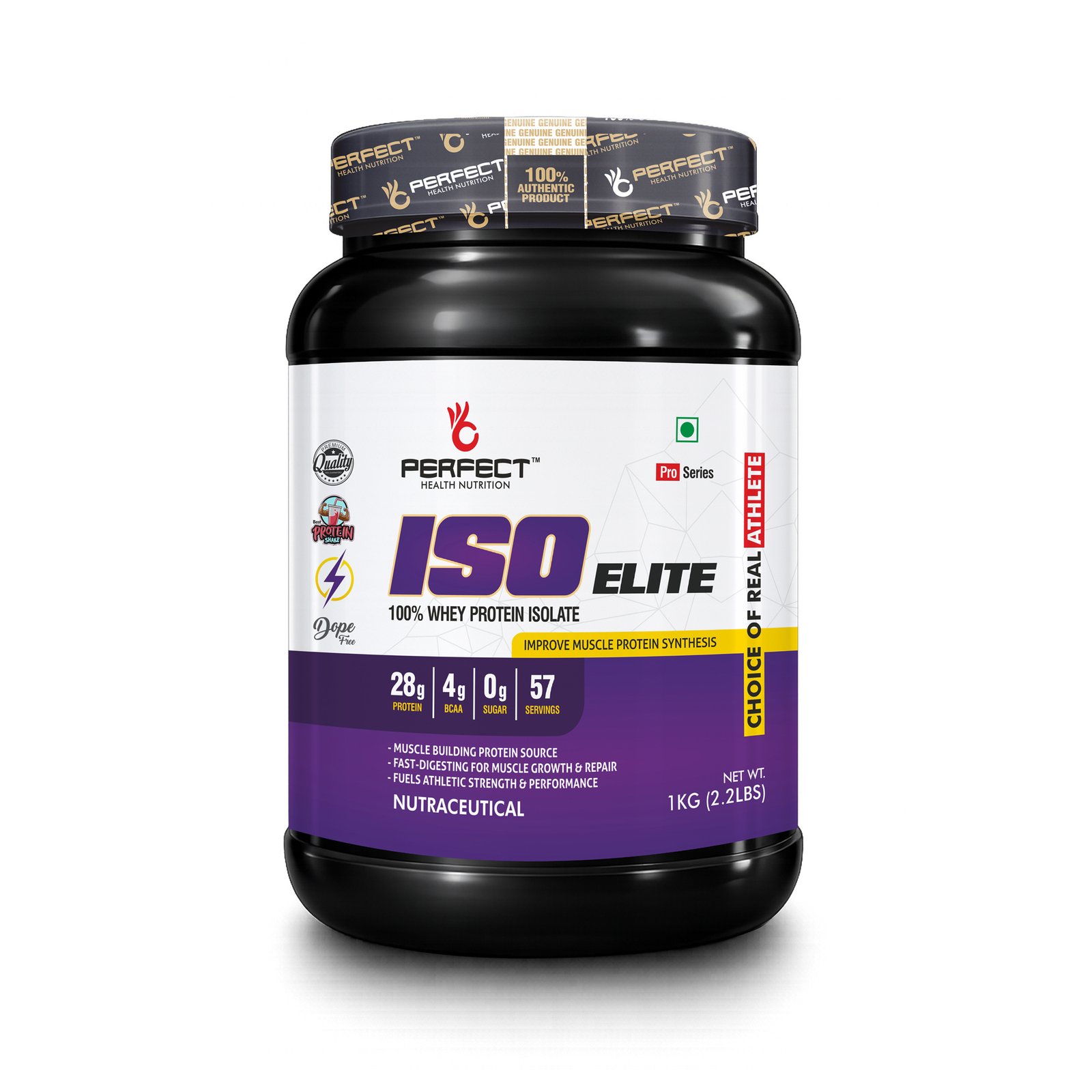 ISO ELITE (Whey Protein Isolate), 28g Protein per serving with Digestive Enzymes 1KG