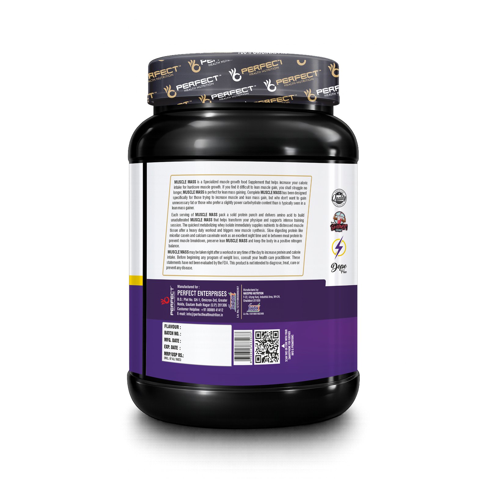 Perfect Health Nutrition Muscle Mass, Lean Muscle Mass Gainer with Digestive Enzymes 1Kg - Image 3